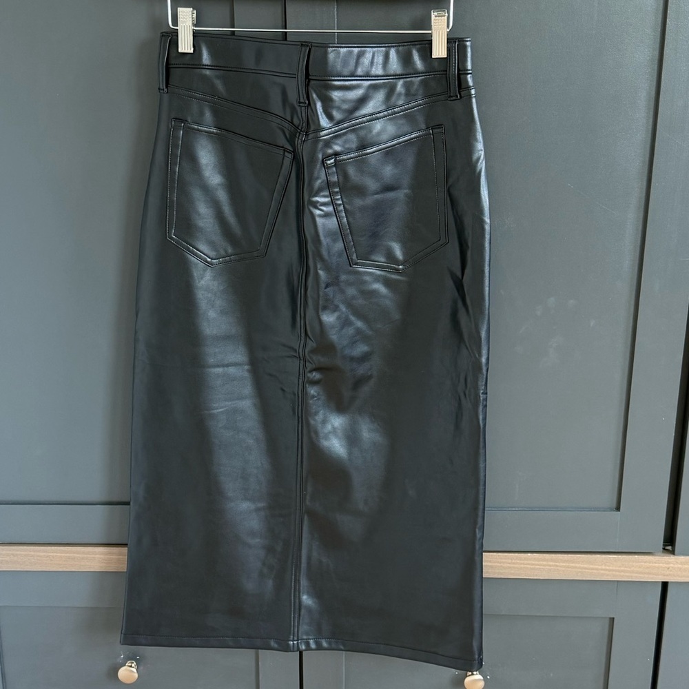 Abercrombie & Fitch | Black Faux Leather Midi Skirt | M | NWT - Picture 4 of 6